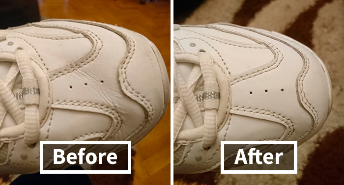 Woman Shows A Method To Remove Creases From Your Sneakers, People Try It And Post Their Before & After Results