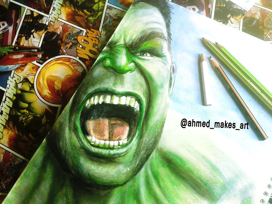 Hulk Realistic Creative Drawing By Ahmed Matoui