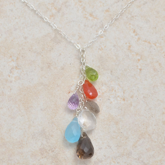 Multi Gemstone Necklace With 925 Sterling Silver
