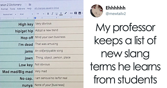 Professor Documents The Slang His Students Use In A Hilarious List