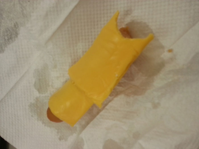 The Bun Fell On The Floor, So You Were Left With This, A Cold Turkey Hot Dog Wrapped In Velveeta Cheese, A Portrait Of America’s Food Industrial Complex