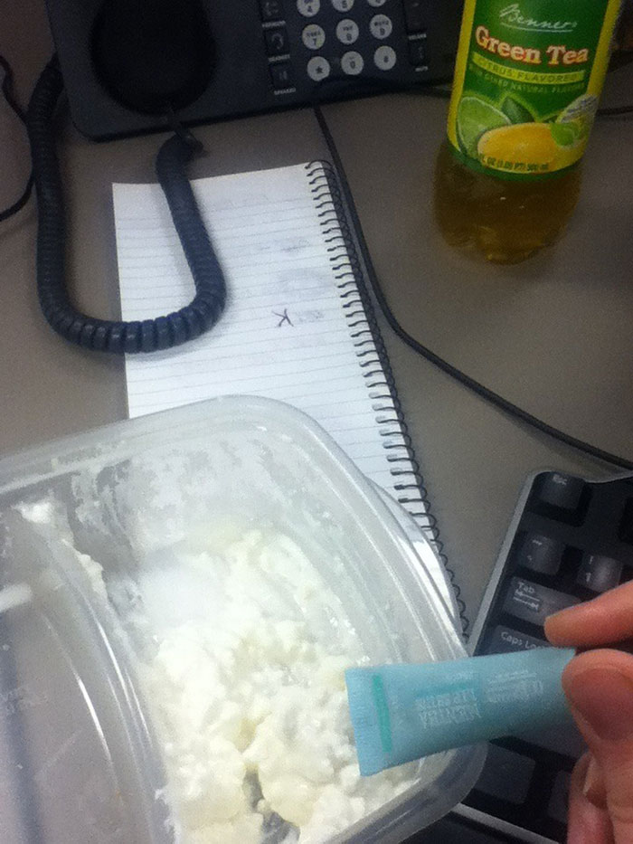I Forgot To Pack A Fork Today, So I Used A Tube Of Lipgloss To Shovel My Cottage Cheese Into My Mouth