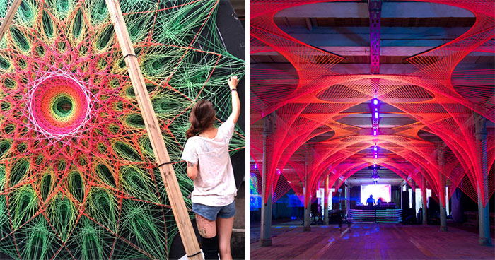 We Make String Installations With Tens Of Thousands Of Intersecting Straight Lines