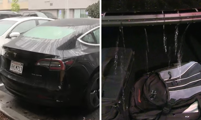 El coche Tesla, el más innovador del mundo, tiene un absurdo fallo de diseño que hace que el maletero quede empapado