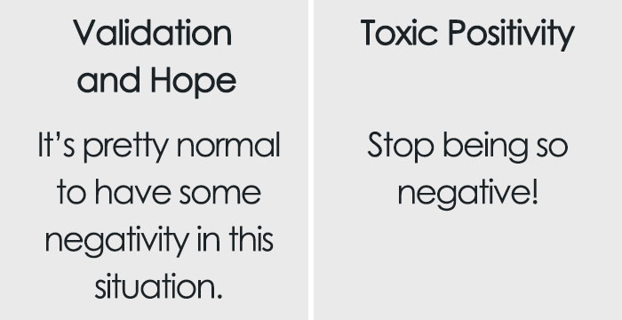 Therapist Explains The Important Difference Between Support And ‘Toxic Positivity’ In One Simple Chart