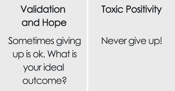 Therapist Explains The Important Difference Between Support And ‘Toxic Positivity’ In One Simple Chart