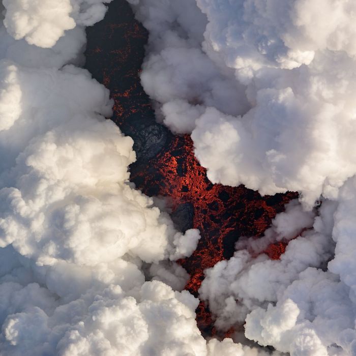 Lava Under Plumes Of Smoke, Michael Perea, Nature