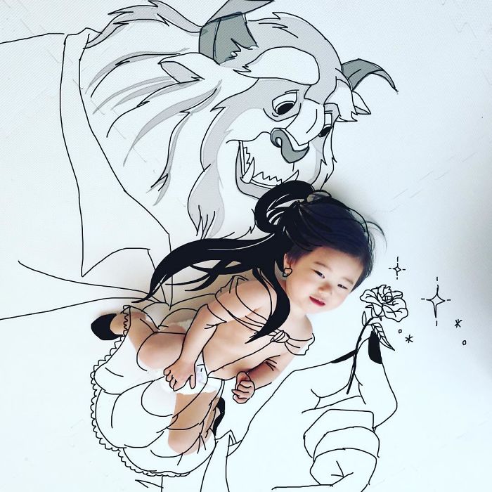 This Father Mixes Drawings And Photos To Create A Fantasy World For His Children