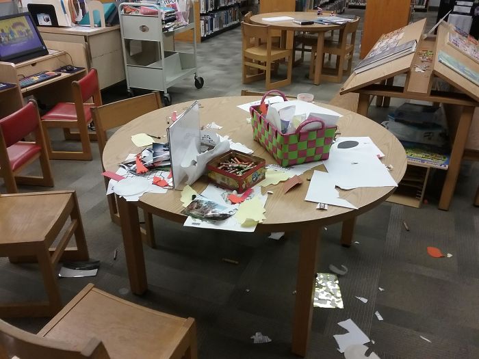 Parents Who Raise Their Kids Saying It's Okay To Leave A Library Like This