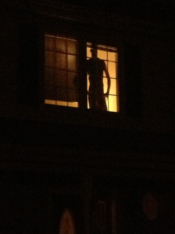 Every Time I Come Home Late My Neighbor's Burglar-Proofing Cardboard Cutout Gives Me A Minor Heart Attack