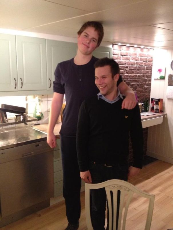 So This Is Me (18, 6'7) Next To My Pal In Their House. I Hate Their House