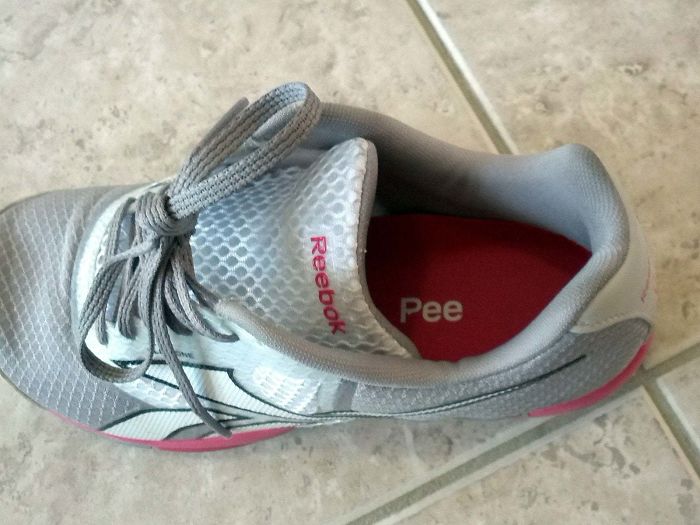 The Lettering Has Worn Off The Inside Of This Shoe In A Mildly Amusing Way