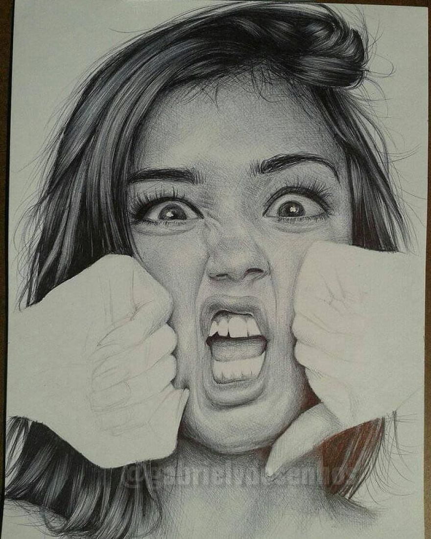 Artist Uses As A Tool Only A Ballpoint Pen To Capture The Emotions Of The People And The Result Is Amazing