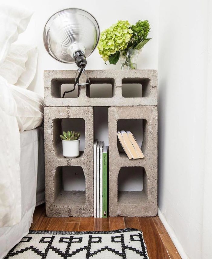 Concrete Block Bedside Table By The New Design