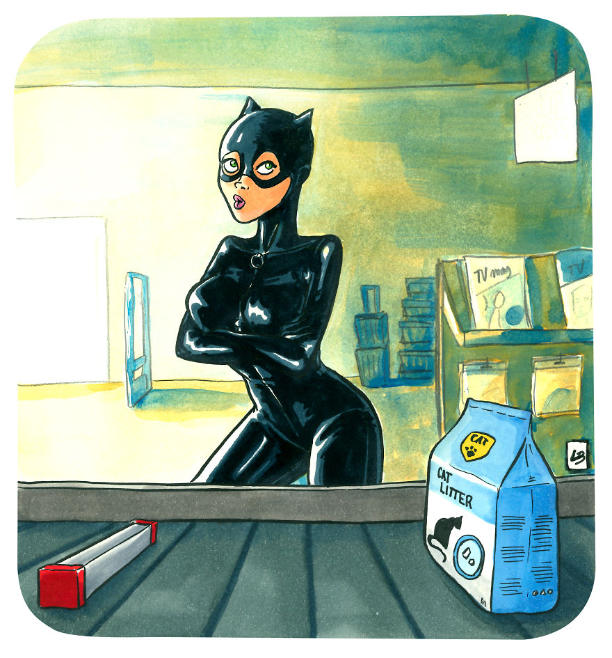 Catwoman And Cat Litter