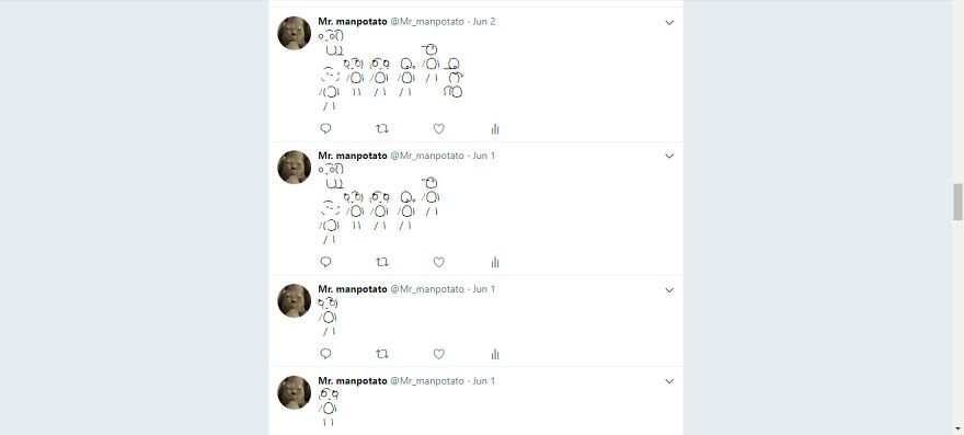 Twitter Art "Drawn" From Typable Characters I Gather And Copy Past Them To Make Art.