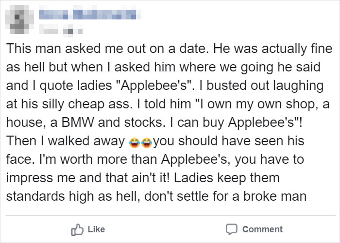 Woman Mocks Guy That Wanted To Take Her On A Date To Applebee's, Gets Destroyed With 19 Responses