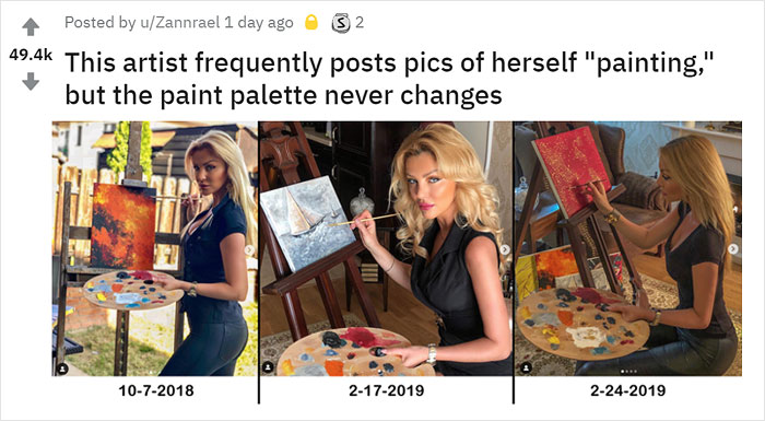 People Call Out This Woman Because Her Palette Doesn't Change, She Responds By Saying She Has Been Painting Since Childhood