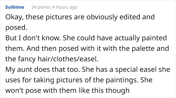 People Call Out This Woman Because Her Palette Doesn't Change, She Responds By Saying She Has Been Painting Since Childhood