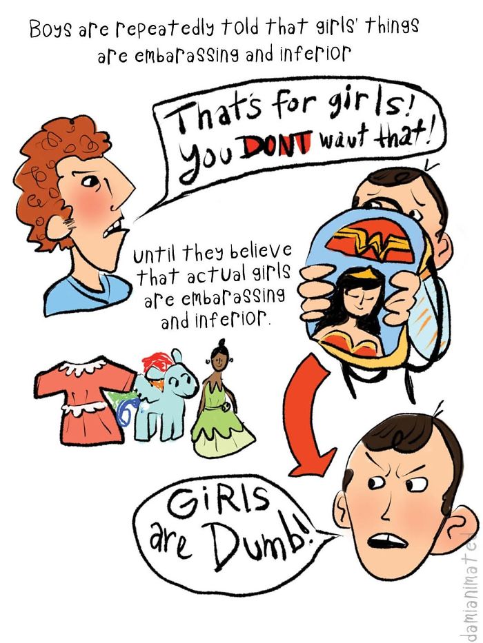 Guy Illustrates How Boys Develop Sexism From Seemingly Small Interactions With Adults