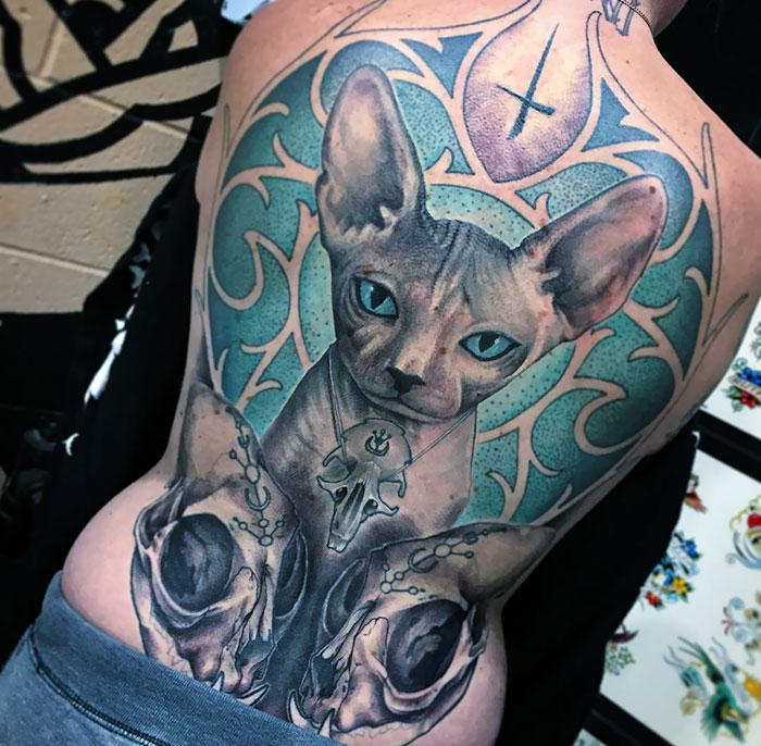 Sphynx Cat Back Tattoo