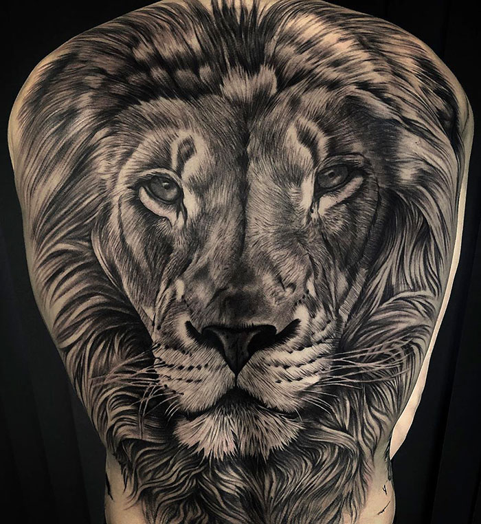 Finished Up This Huge Lion Back Piece Today