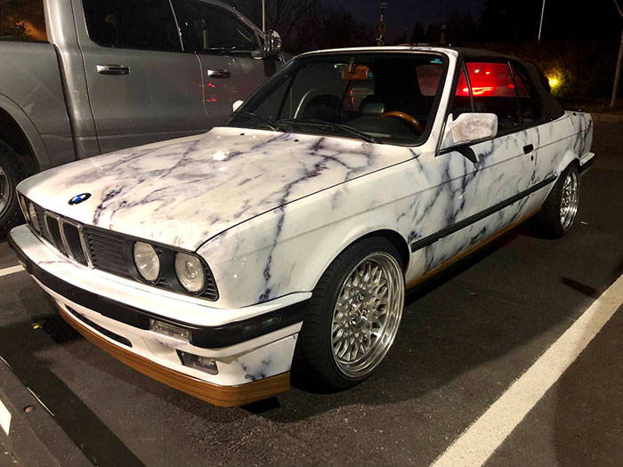 This Marble Print Wrapped BMW
