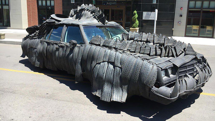 This Car Entirely Covered In Tire Dragon Armor