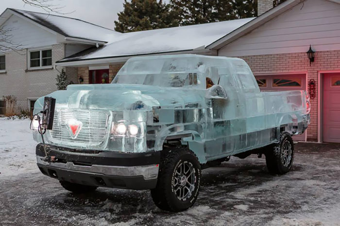 Actual Functioning Pickup Truck Made Of Ice