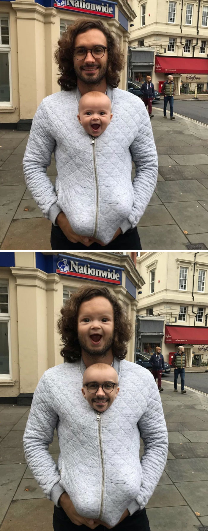 This Baby Being Held In Their Father's Hoddie