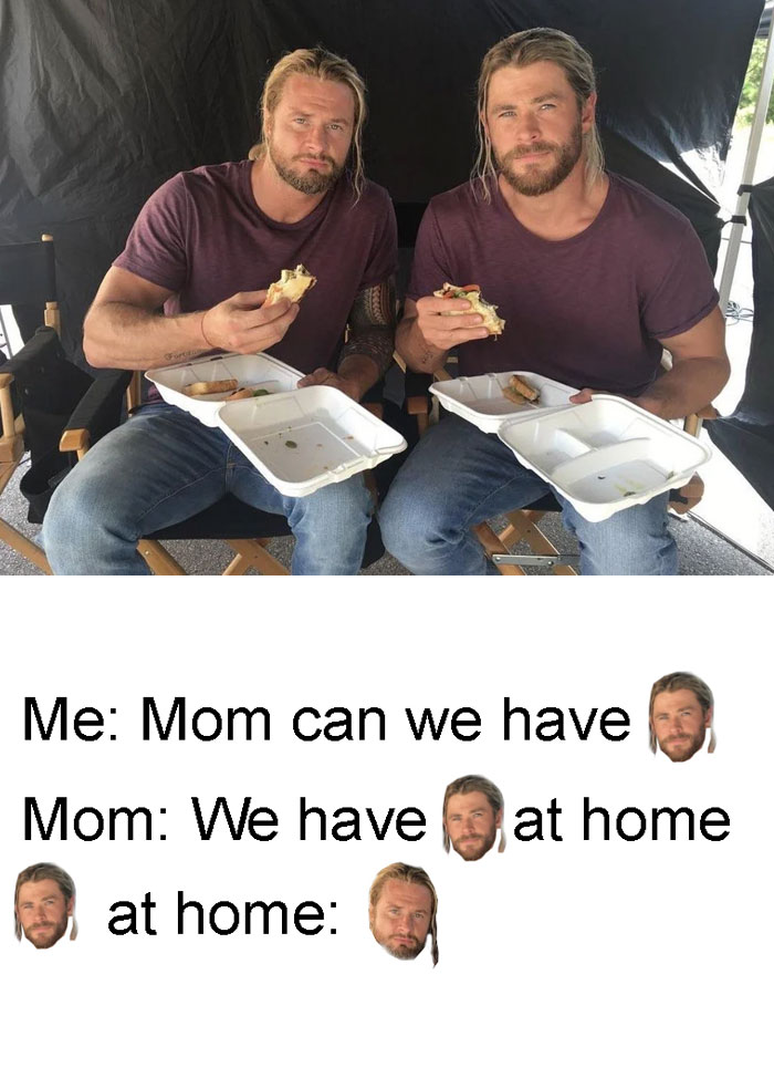Chris Hemsworth And His Stunt Double Eating Together