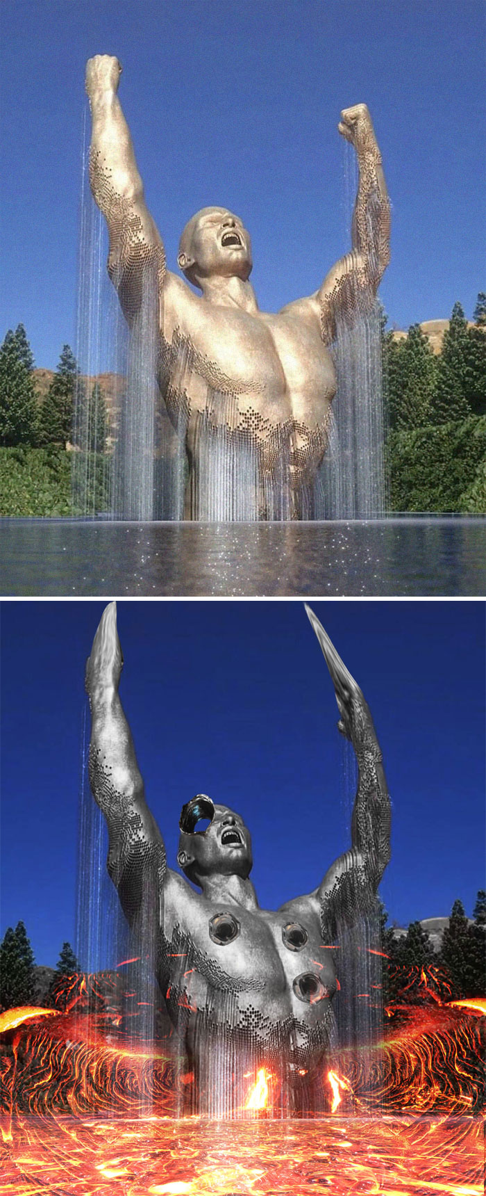 The Golden Statue Rising From The Water