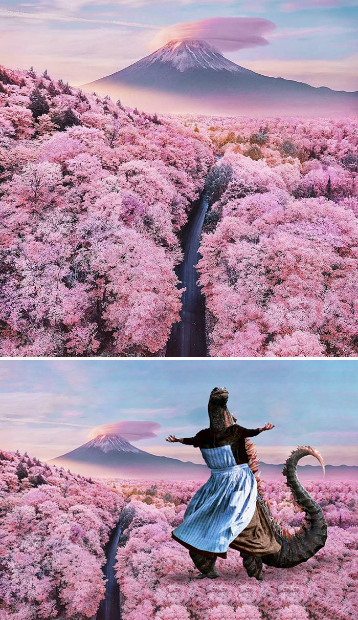 Valle rosa con el monte Fuji