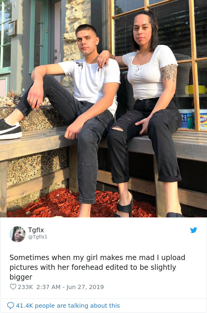 Guy Edits His Girl's Forehead To Look Bigger In Pics When She Makes Him Mad And It Goes Viral