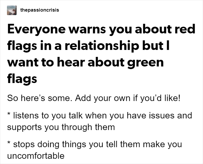 People Are Sharing Relationship Green Flags Instead Of Red Ones, And Here Are 23 Of Them