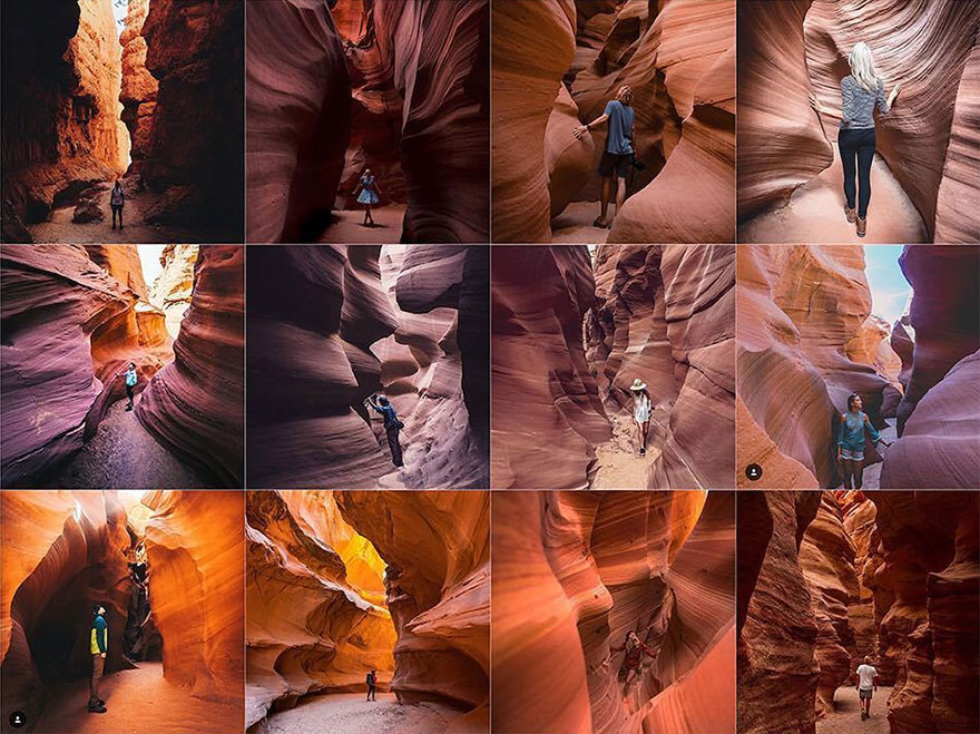 Person Looking Up In Orange Slot Canyon