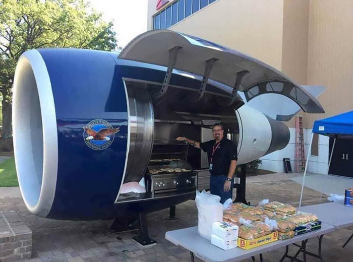 These Techs Turn An Unused Boeing 757 Engine Parts Into A Grill