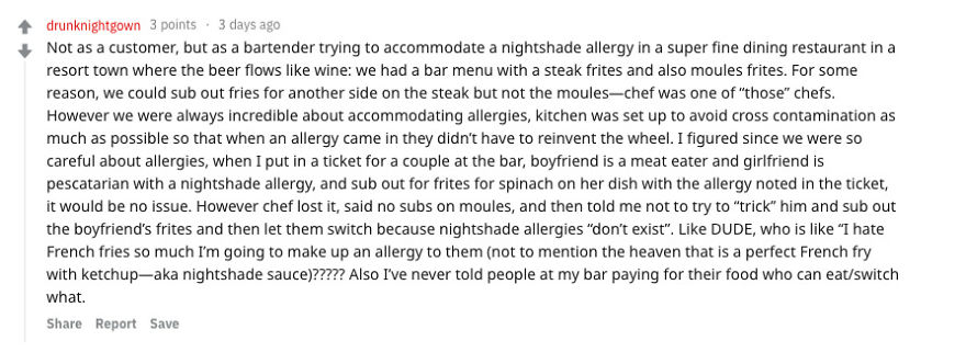 We Asked People With Food Allergies The Stupidest/Least Helpful Things They've Ever Been Told By Restaurant Staff (11 Responses)
