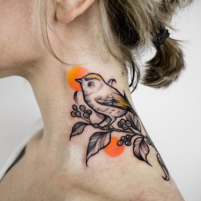 Little Bird Neck Tattoo