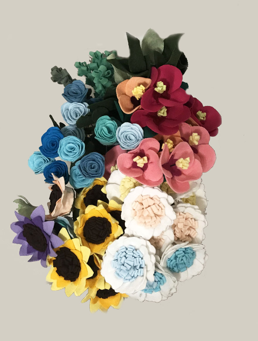 I Started Making Flowers Out Of Felt Because My Pets Always Eat And/Or Destroy Real Ones I Started Making Flowers Out Of Felt Because My Pets Always Eat And/Or Destroy Real Ones