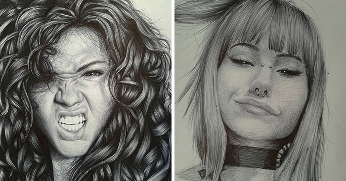 Brazilian Artist Draws Portraits With Only A Ballpoint Pen That Look Extremely Realistic
