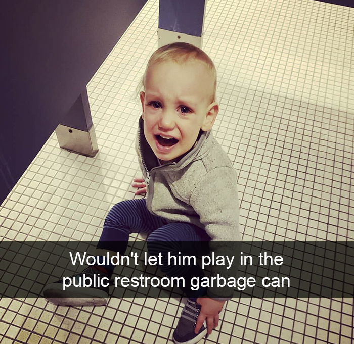 Wouldn't Let Him Play In The Public Restroom Garbage Can