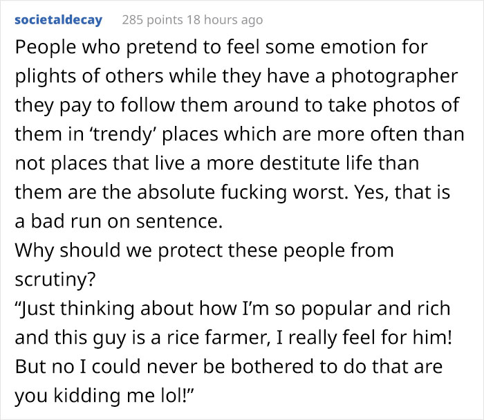 Instagram Model Compares Her Life To Rice Workers, Gets Called Out For Being Insensitive In 19 Replies