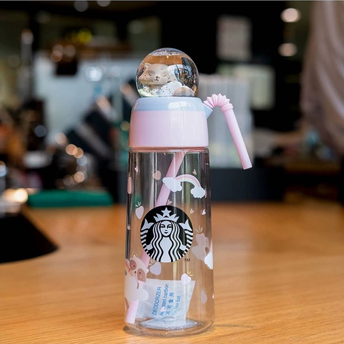 New 2020 Starbucks China Flask Bottle w/ Zebra-costumed Bearista Carry Pouch