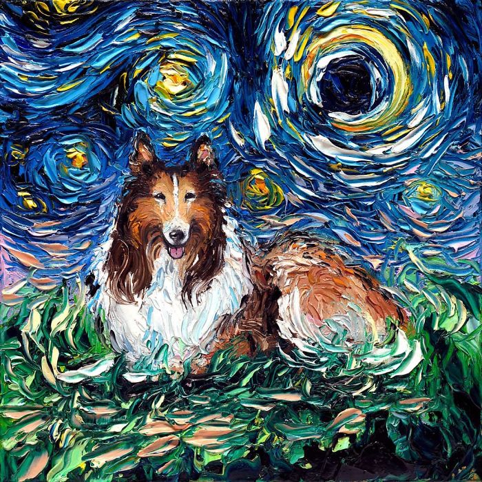 Van-Gogh-Starry-Night-Reimagined-Dogs-Paintings-Aja-Trier