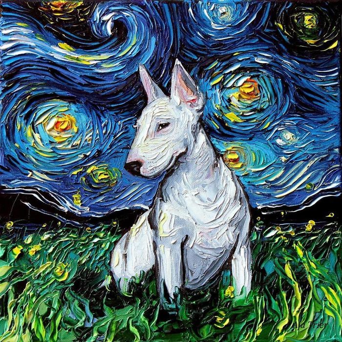 Van-Gogh-Noite Estrelada-Reimaginado-Cães-Pinturas-Aja-Trier