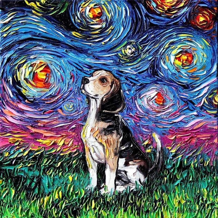 Van-Gogh-Noite Estrelada-Reimaginado-Cães-Pinturas-Aja-Trier