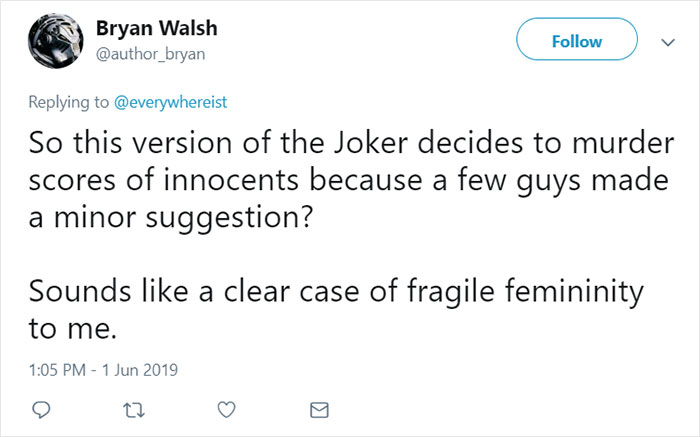 Woman Suggests A Female Joker And Men Lose Their Minds