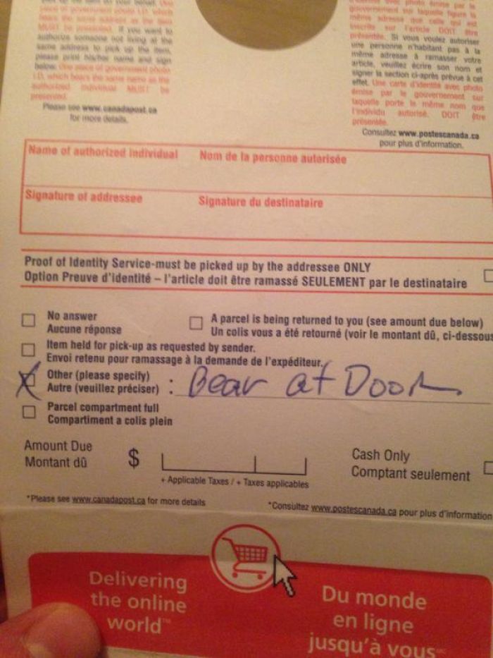 That’s A Decent Reason To Not Drop The Package Off At My Door