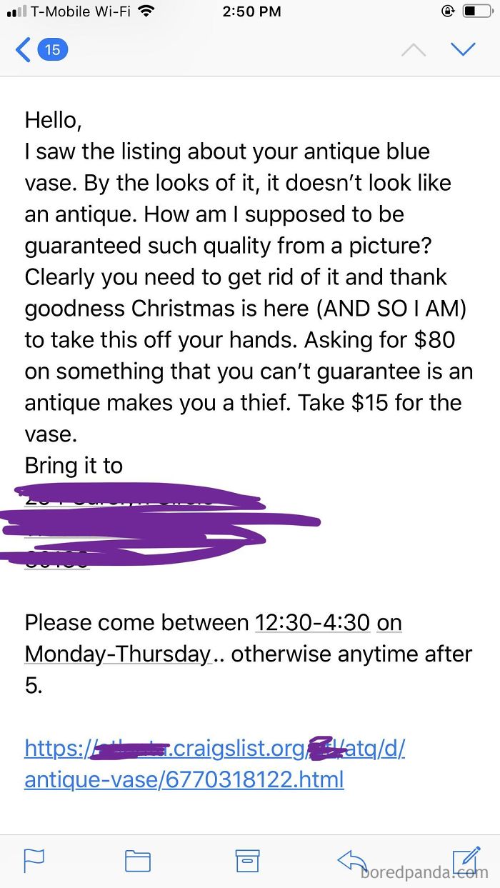 I Sold A Really Unique, Old Vase And Forgot To Take The Listing Down. Got This Lovely Email As A Reminder To Do So
